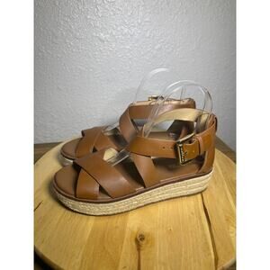 Micheal Michael Kors Tan Leather Espadrille Sandals size 7
